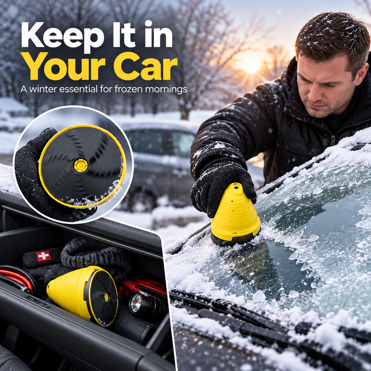 ❄️ Cordless Electric Ice Scraper – 360° Spinning Windshield De-Icer 🚗⚡