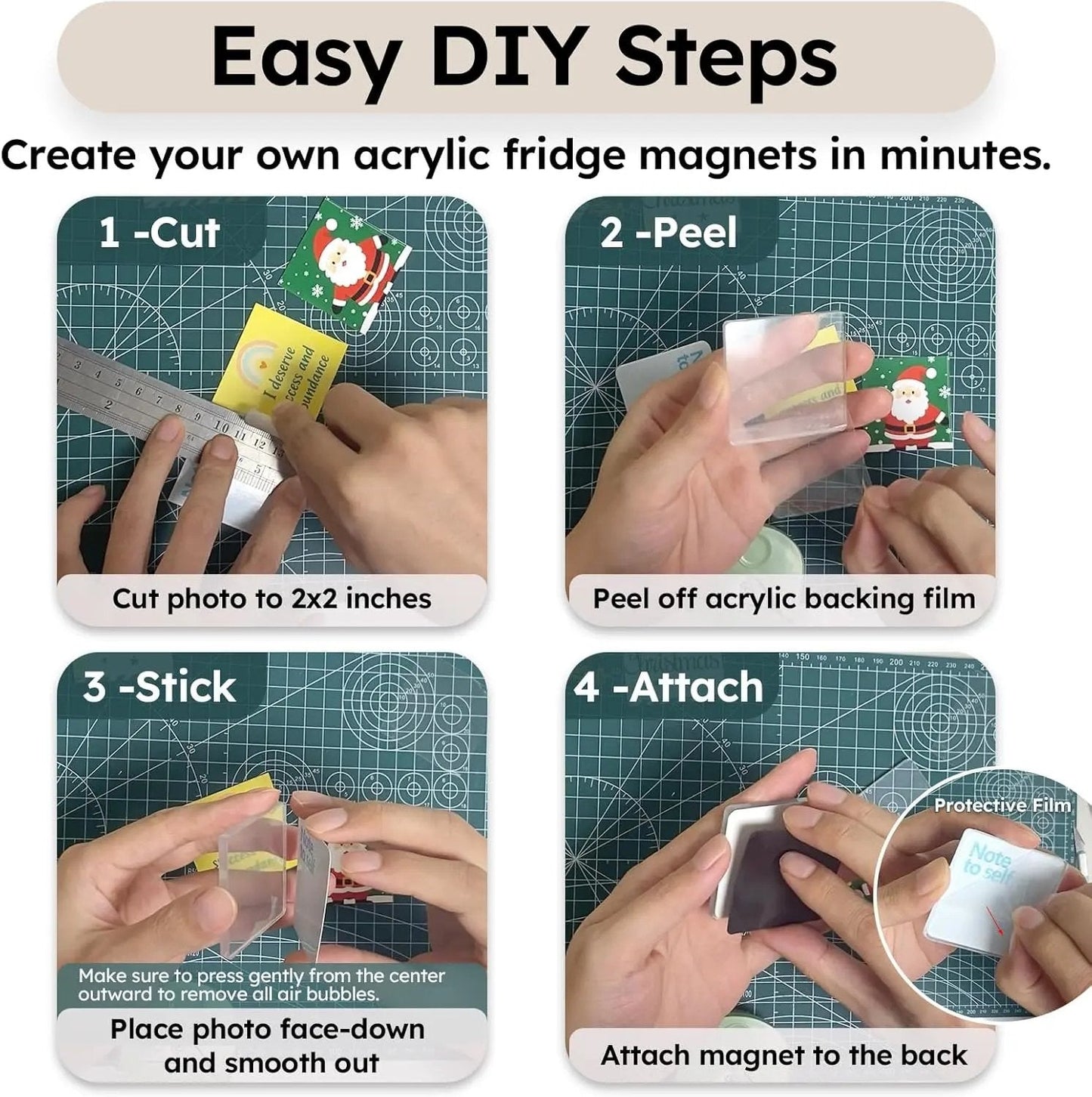 🔥Hot Sales 50% OFF🎁Clear Acrylic DIY Fridge Magnet Set with Adhesive Backing – Square Magnetic Photo Frames with Stunning 3D Effect