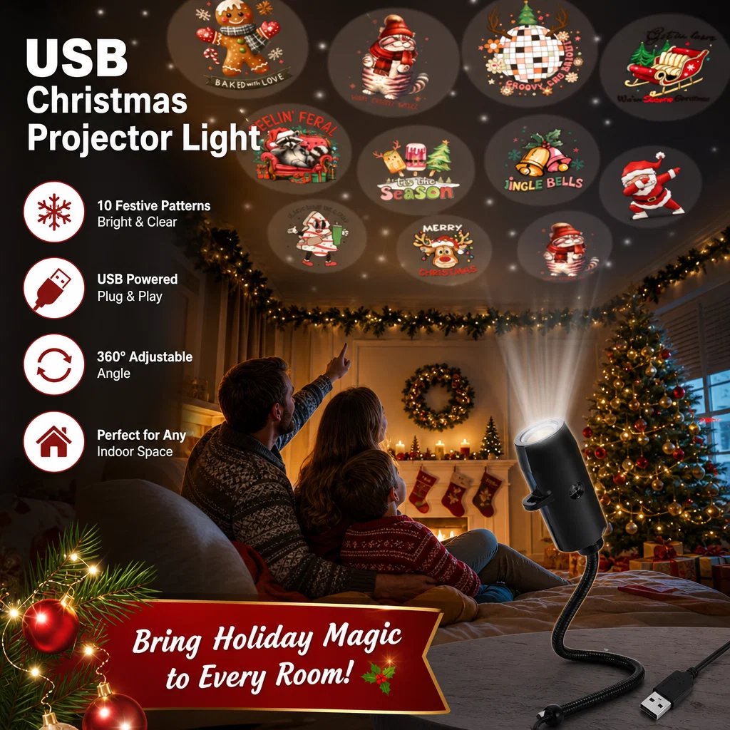 ✨USB Holiday Scene Projector – Christmas & Galaxy