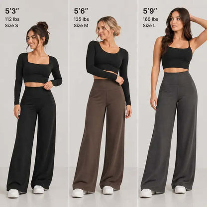 Women's Fleece Lined Wide Leg Pants,High Waisted Soft Thermal straight Leg LoungePants👖