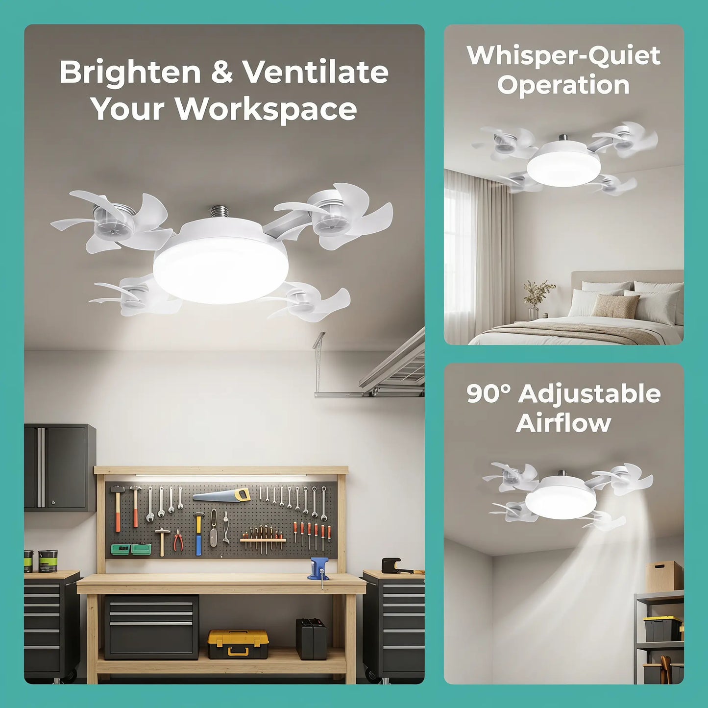 🌀New E27 Socket Ceiling Fan Light – 2‑in‑1 Silent LED Fan with Remote Control, Energy‑Saving Cooling & Lighting Combo for Home Bedroom