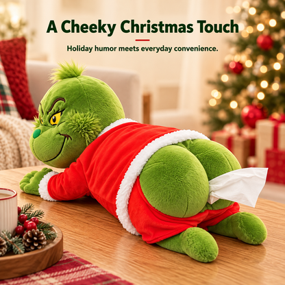 HOT SALE🎄 Grinch Plush Tissue Box Cover | Funny Christmas Grinch Tissue Holder, Festive Home Decor & Novelty Holiday Gift