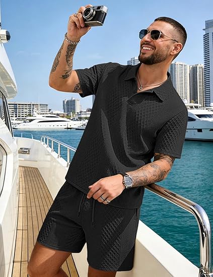 ⚡Men’s Summer Polo Shirt & Shorts Set – Casual Athletic 2-Piece Outfit
