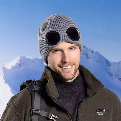 🎁Hot Sale🔥Unisex Solid Color Goggle Lens Design Beanie Hat