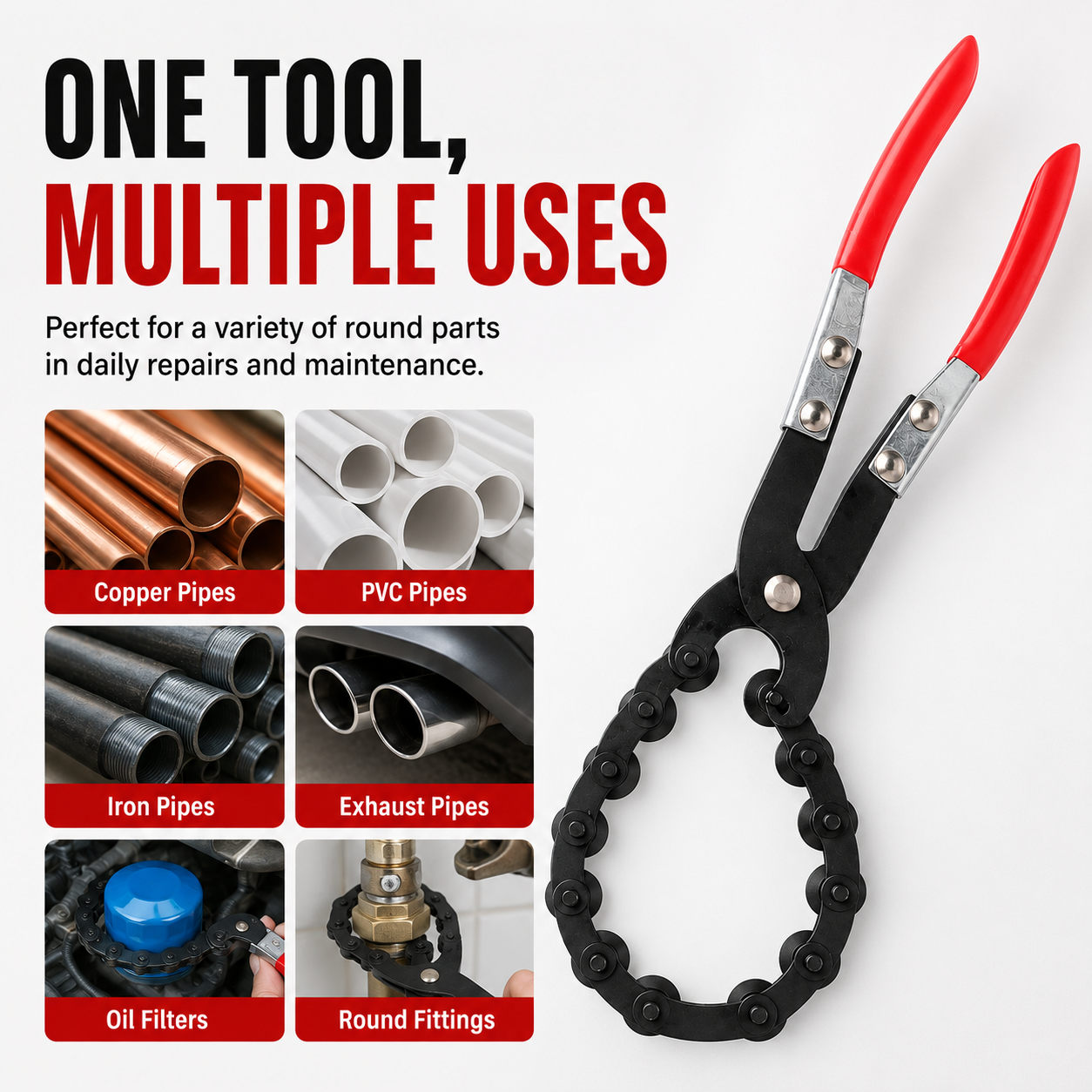 🔥Exhaust Cutter, Cuts 3/4" to 3-1/4" Pipe, Durable Chain Cutter Tool
