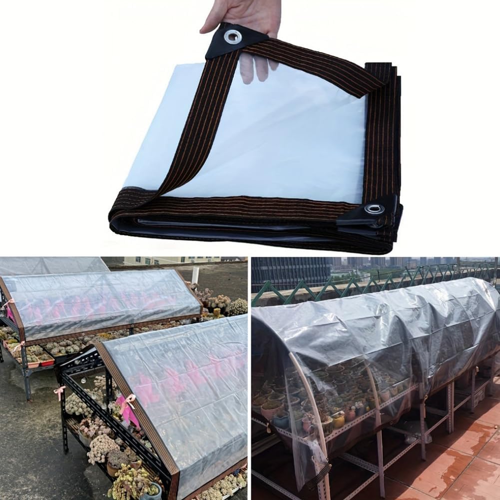 Clear Waterproof PE Tarp, Transparent Outdoor Cover with Metal Grommets💧