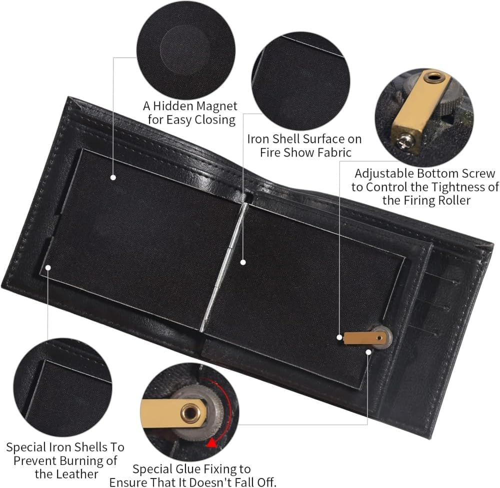 Flaming Wallet Magic Trick Flame Street Show Prop Fire Wallet,Magician Wallets, Close-up Magic, Props, Professional Cool Tricks