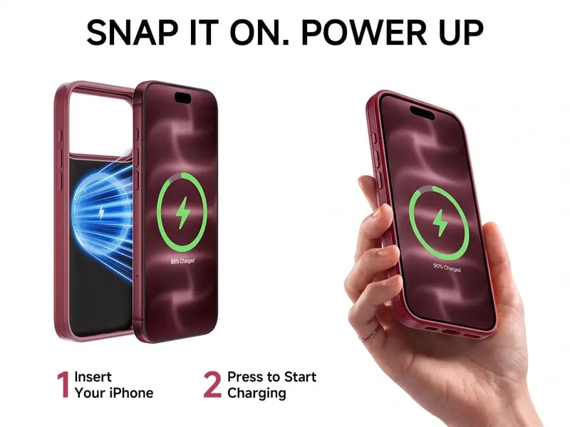 🩷🔋 PinkBird Power Case for iPhone – Slim Battery Case & Portable Power Bank Kit ⚡