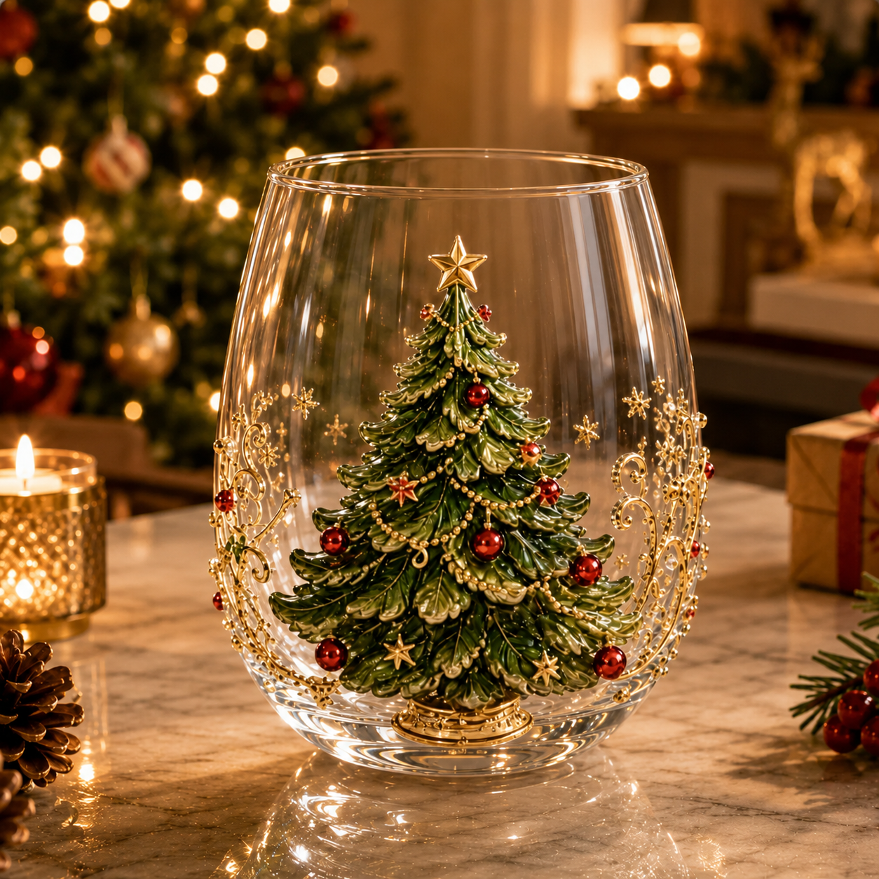 🎅 Magical Christmas 3D Glass Cup Collection – Santa, Reindeer, Snowman & Christmas Tree