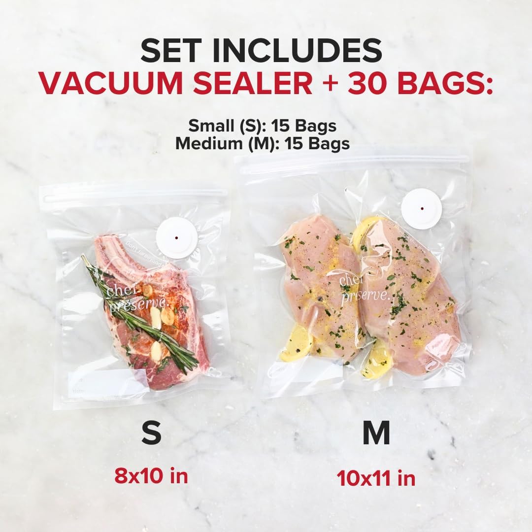 Chef Preserve Compact Vacuum Sealer for Food Powerful Handheld Vacuum Sealer Machine, Seal Meal Saver, Portable Food Sealer