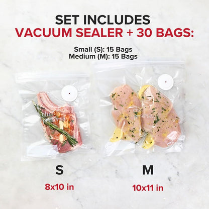 Chef Preserve Compact Vacuum Sealer for Food Powerful Handheld Vacuum Sealer Machine, Seal Meal Saver, Portable Food Sealer