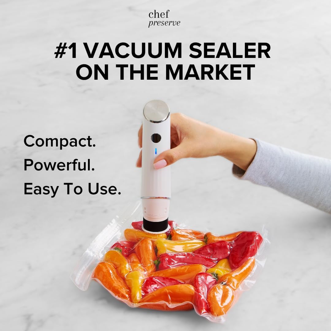 Chef Preserve Compact Vacuum Sealer for Food Powerful Handheld Vacuum Sealer Machine, Seal Meal Saver, Portable Food Sealer