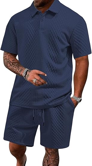 ⚡Men’s Summer Polo Shirt & Shorts Set – Casual Athletic 2-Piece Outfit