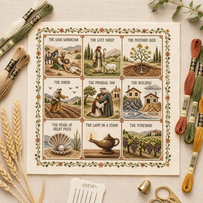 ✝️ Life of Jesus Cross Stitch Kit – 6 Biblical Designs