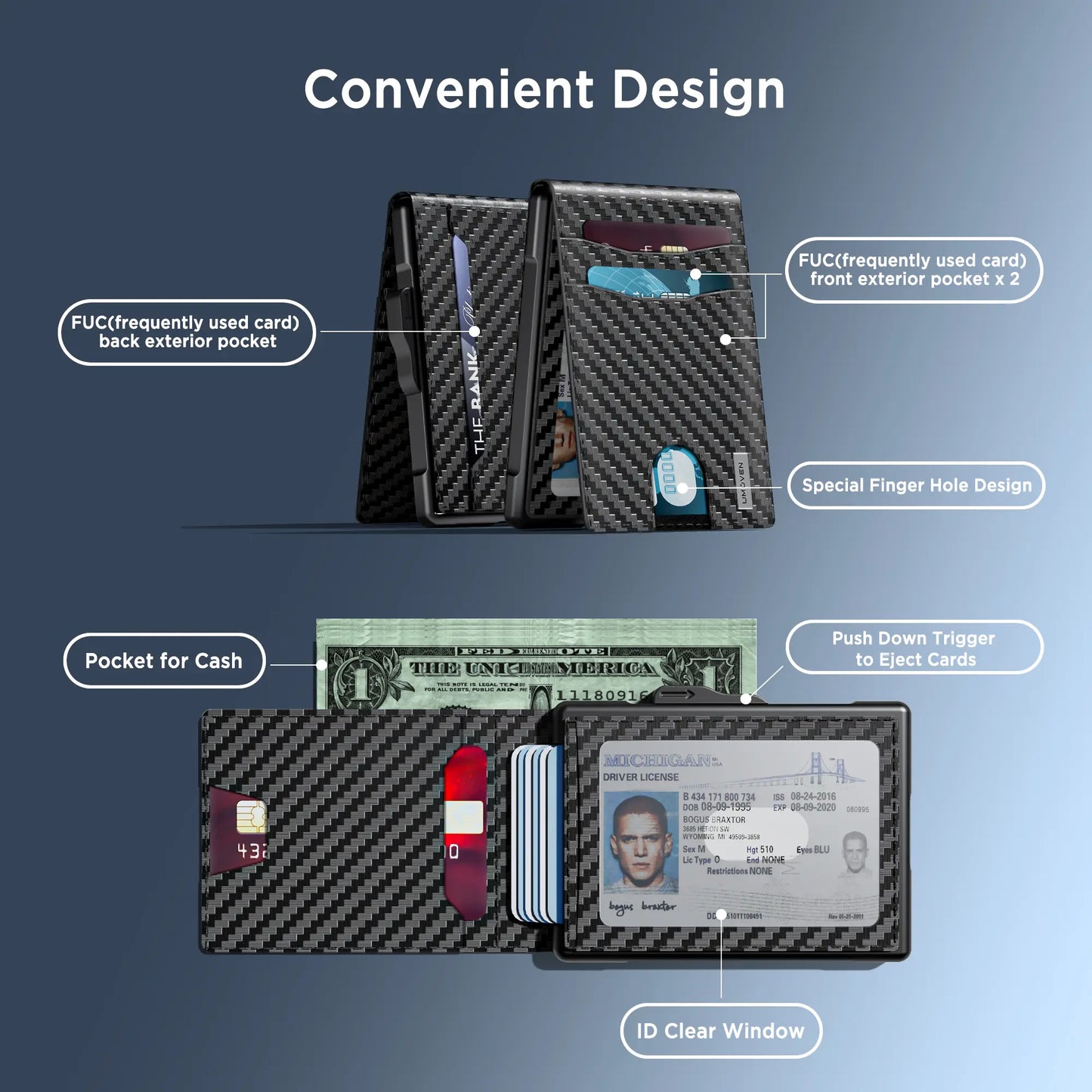 👛 Pop-Up Men's Wallet – RFID Blocking, Holds 12 Cards, Slim & Secure