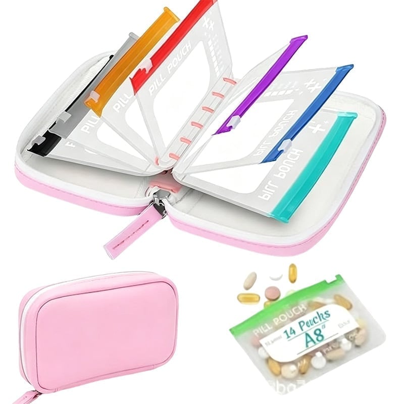 💊A8 Waterproof Pill Pouch Set – 7 to 14 Days of Meds & Vitamins💧Waterproof & Crush-Resistant Shell