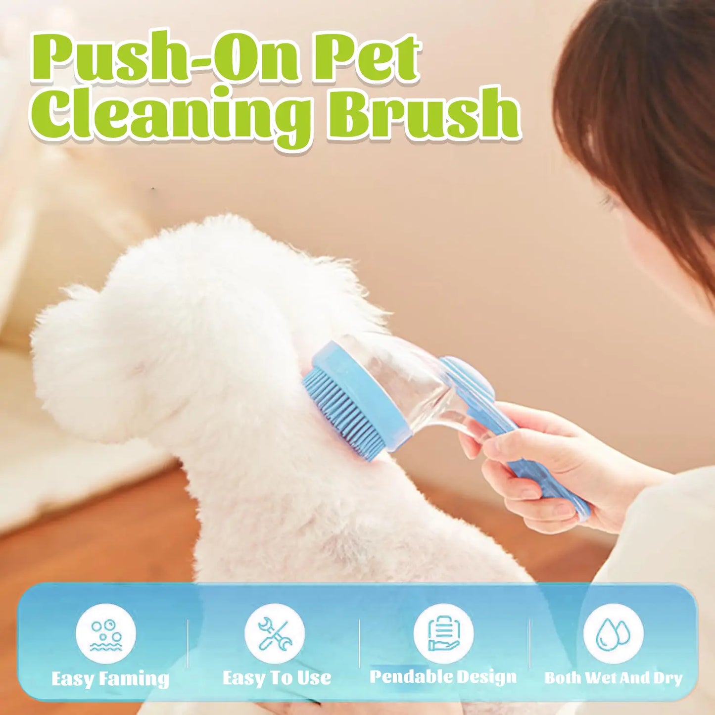 🐾 2-in-1 Pet Bath Brush – Built-in Shampoo Dispenser, for Dogs & Cats
