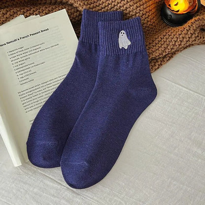 🎃 Women's 5-Pair Halloween Crew Socks Set – Cute Spooky Styles for Cozy Fall Days