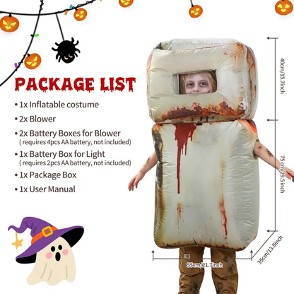 Kids Scary Halloween Inflatable Refrigerator Costume with LED Lights