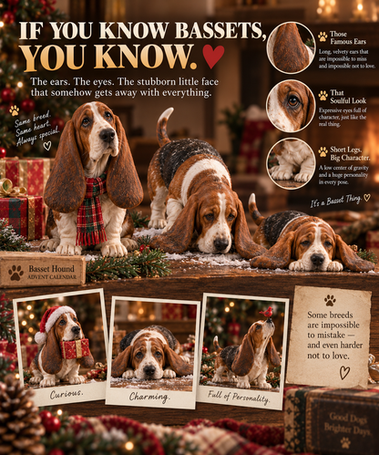 ✨24 Days of Basset Hound Joy — 24 Long-Eared Personalities to Love 🐾🎄