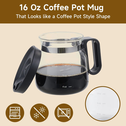 UFORU Coffee Mug with Lid 16oz Glass Creative Cup