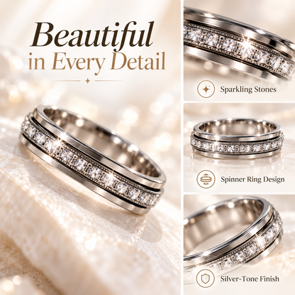 ✨ Sparkle Spinner Fidget Ring – Stylish Rotating Ring for Busy Hands 💍