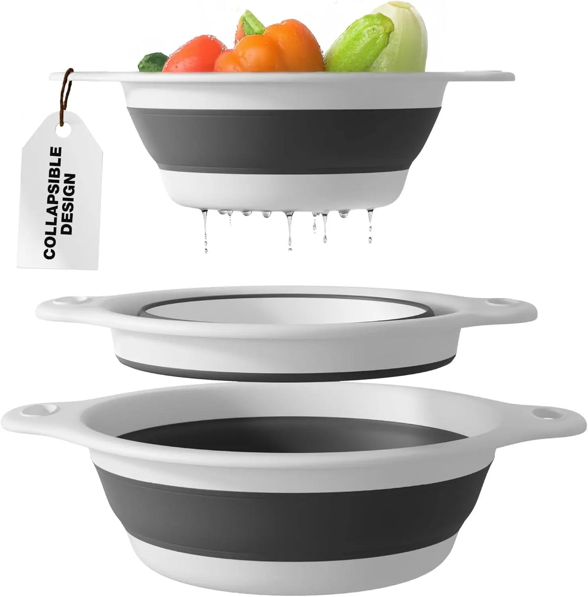 🔥3-Piece Collapsible Colander Set with Self-Draining Base🔥