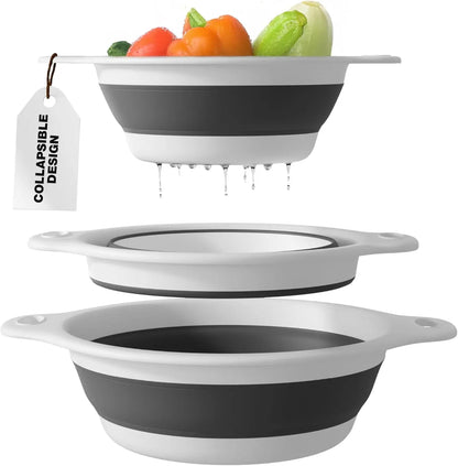 🔥3-Piece Collapsible Colander Set with Self-Draining Base🔥