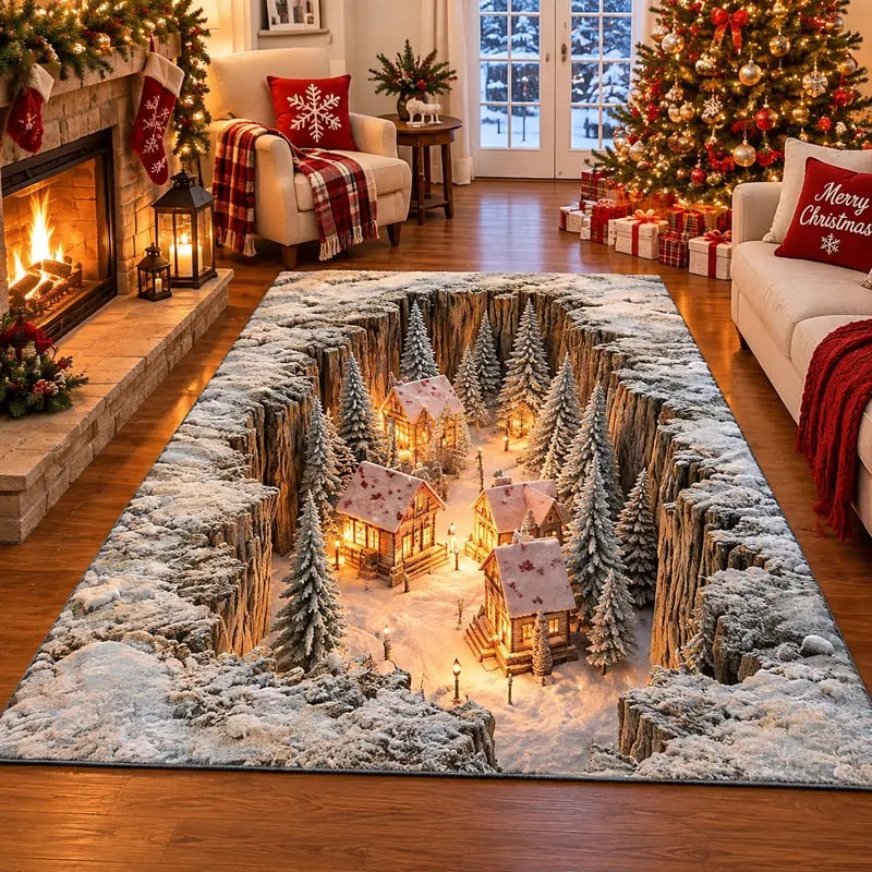 ✨Optical Illusion Christmas Scene Rug | Bring A Hidden Winter Village