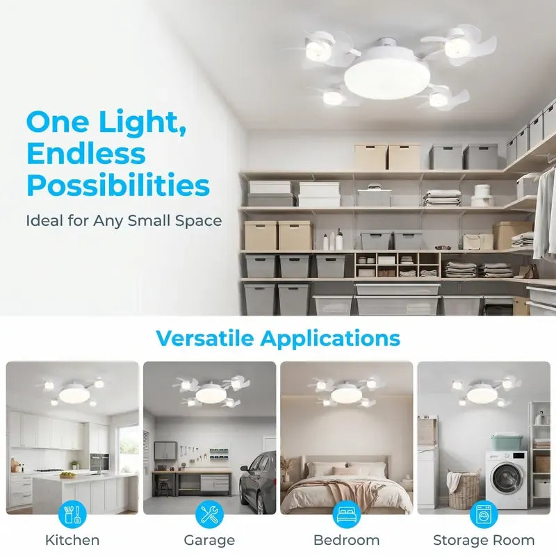 ✨2026 New E27 Socket Ceiling Fan Light - 2-in-1 Silent LED Fan with Remote Control