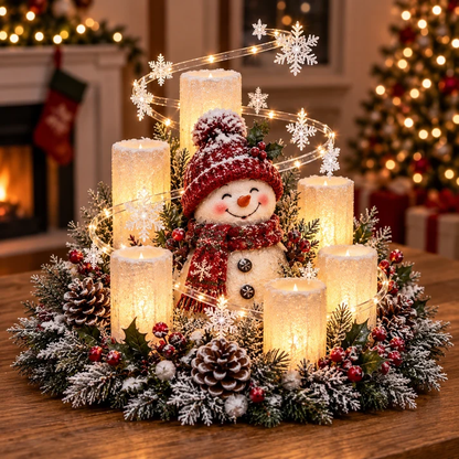 🎄 Glowing Christmas Centerpiece with Warm Flameless Candlelight ✨🕯️