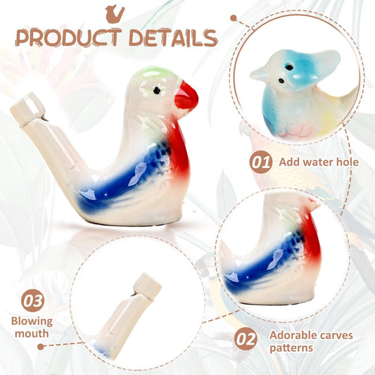 🐦 Ceramic Water Bird Whistle – Handcrafted, Realistic Chirping, Add Water to Sing (3PCS Set)