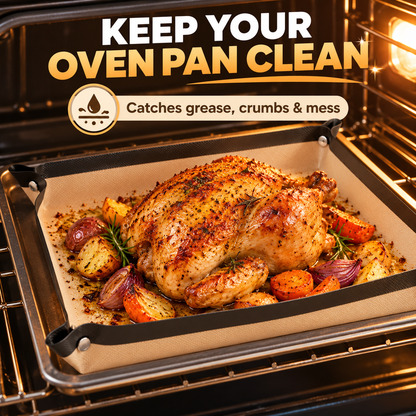 🍪 Snap-Up Reusable Baking Mat – Foldable Raised-Edge Oven Liner for Easy Cleanup ✨