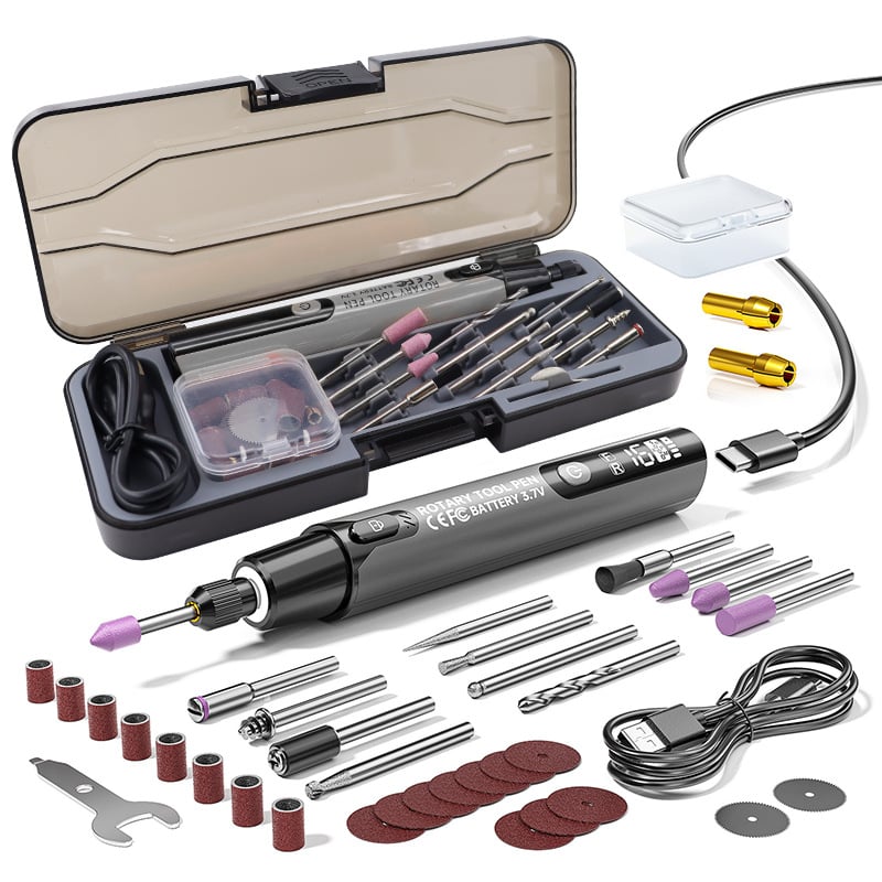 🔧 39-Piece USB-Powered Electric Rotary Tool Kit | Straight Polisher & Car Polisher & Electric Angle Grinder