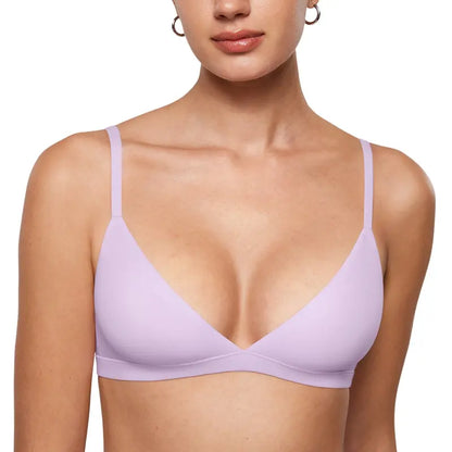Women's Inbarely Triangle Bralette Plunge Unlined Seamless Bra No Underwire Sexy Comfortable Everyday