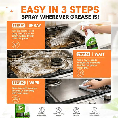 🍑 Heavy Duty Kitchen Degreaser Spray – Foaming Grease Cleaner with Fresh Peach Scent