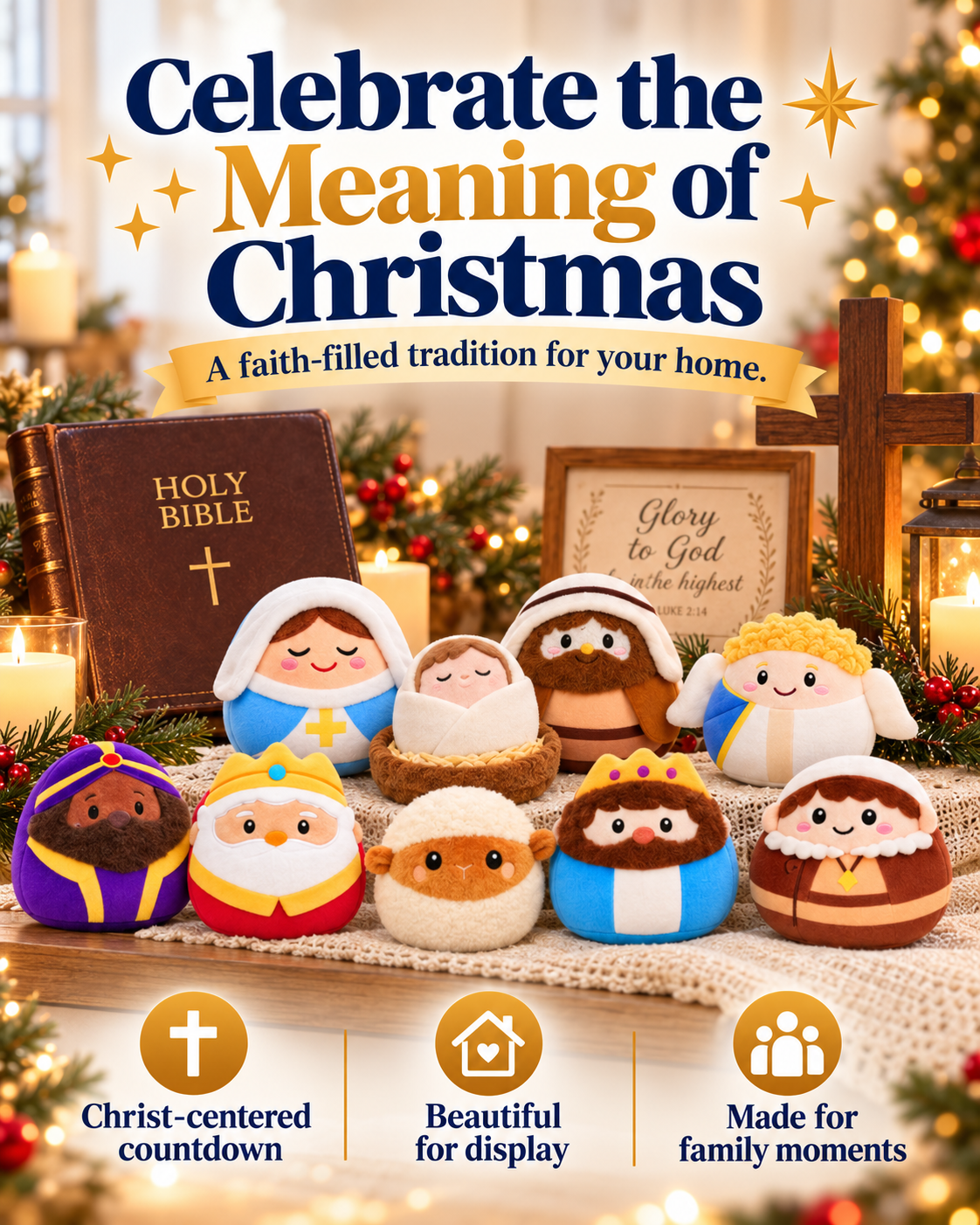 ✨24 Days of Nativity Surprises – Plush Christmas Advent Calendar for Kids