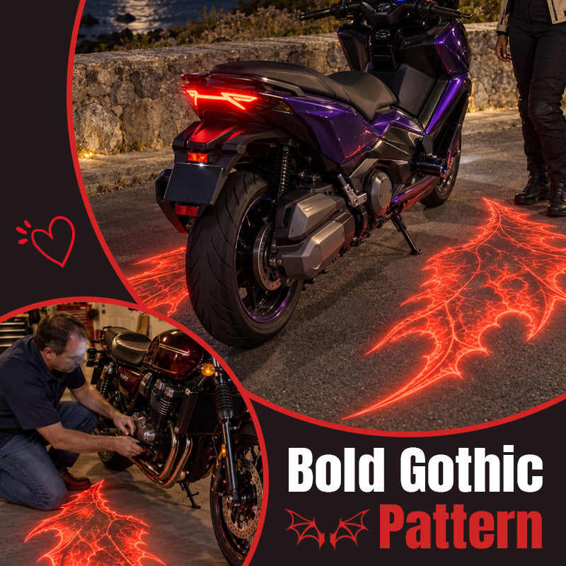 🏍️🔥 Motorcycle Devil Wing Projection Lights – Cool LED Ground Lighting for Riders! ⚡