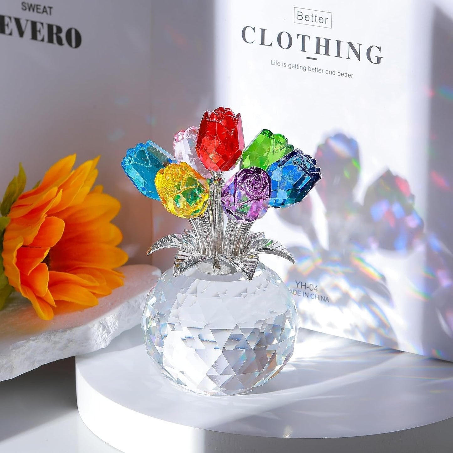 ⚡Crystal Colorful Rose Flower Vase