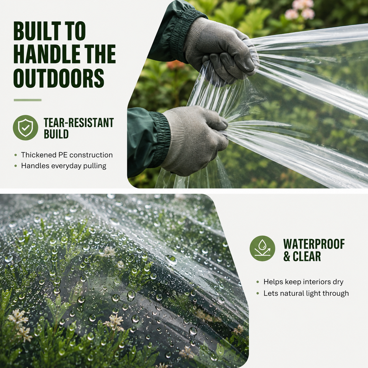 🔥Clear Waterproof PE Tarp, Transparent Outdoor Cover with Metal Grommets）