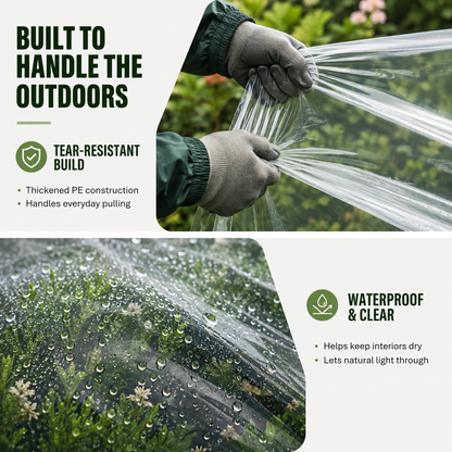 🔥Clear Waterproof PE Tarp, Transparent Outdoor Cover with Metal Grommets）