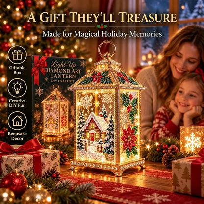 🧩DIY Light-Up Christmas Diamond Art Lantern Kit – Create Your Own Magical Holiday Glow ✨