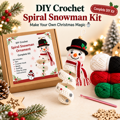 ☃️ DIY Crochet Spiral Snowman Ornament Kit – Make Your Own Christmas Keepsake