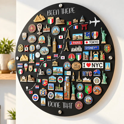 🔥49% OFF Today🌏Been There, Done That Travel Magnet Display Board – Round Souvenir Magnet Wall Organizer, Personalized Travel Memory Decor & Unique Gifts for Travelers 🎁
