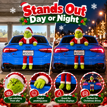 😈 Christmas Mischief Car Plush – Funny Peekaboo Trunk Holiday Decor