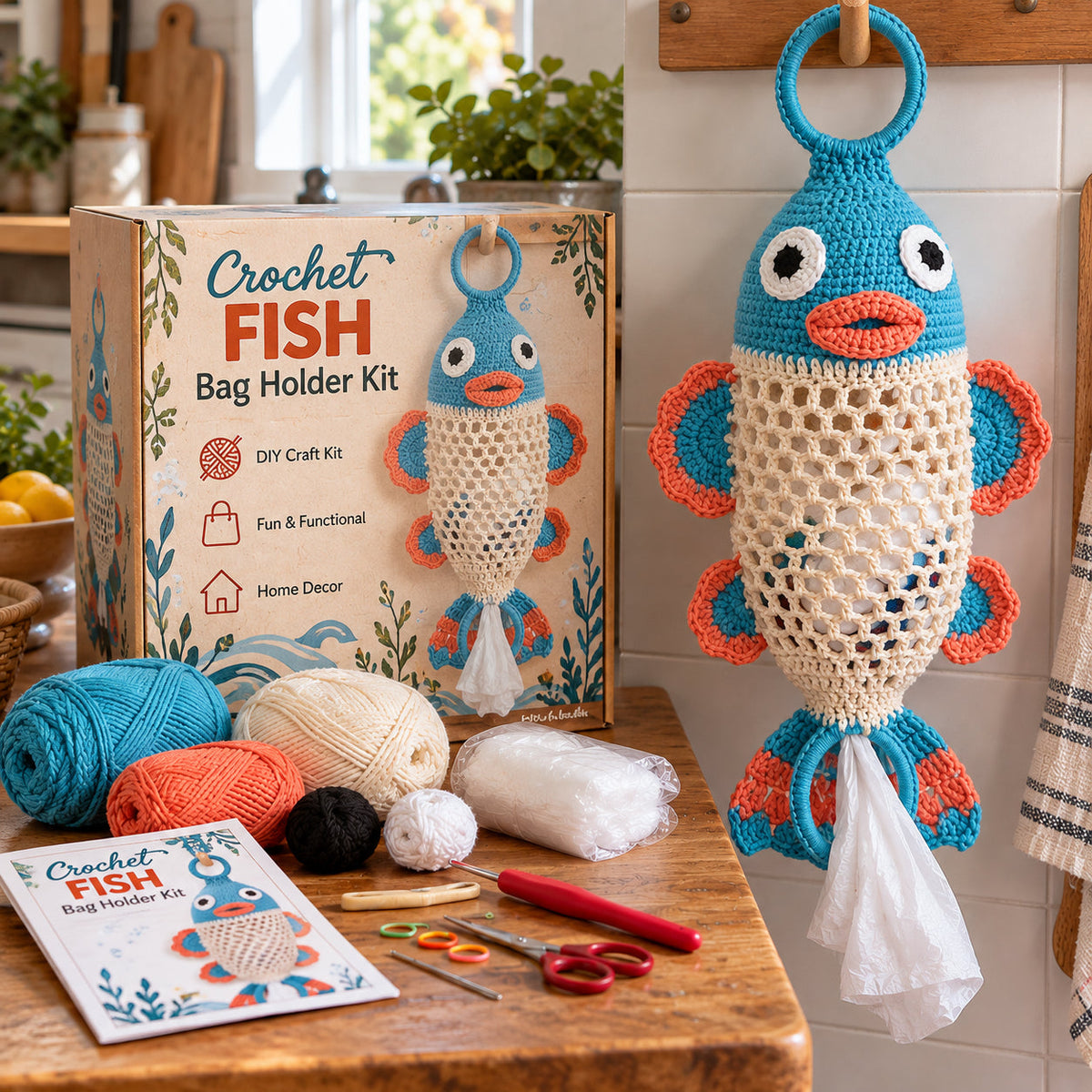 🧶Crochet Animal Bag Holder DIY Kit – Cute & Functional Hanging Storage Craft Kit🔥