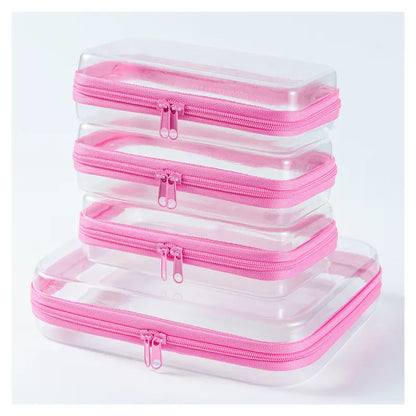 📦 Clear Hard Zipper Storage Case – Portable Organizer for Makeup & Small Items