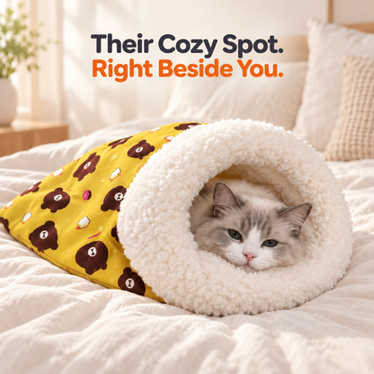 🐱💤 Cozy Cat Sleeping Bag – Ultra-Soft Plush Hideaway Bed for Cats ✨