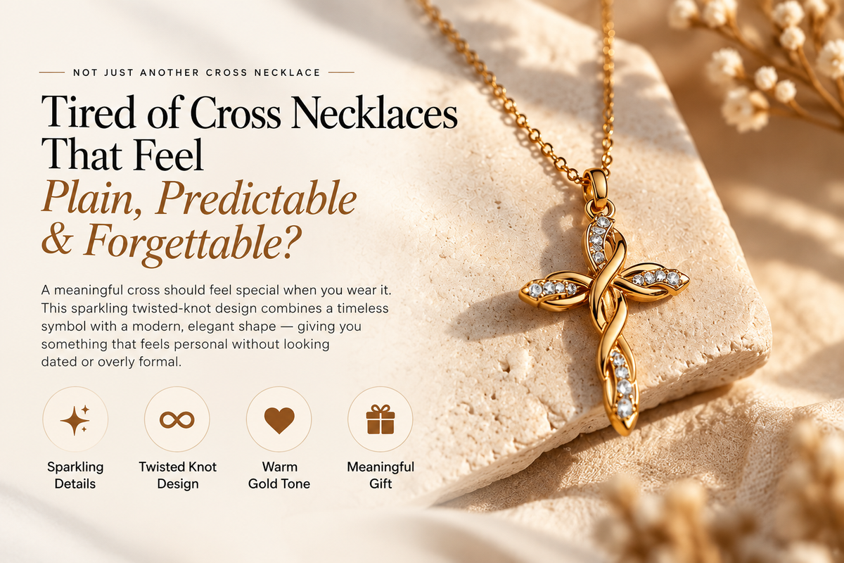 ✨ Sparkling Twisted Knot Cross Pendant Necklace