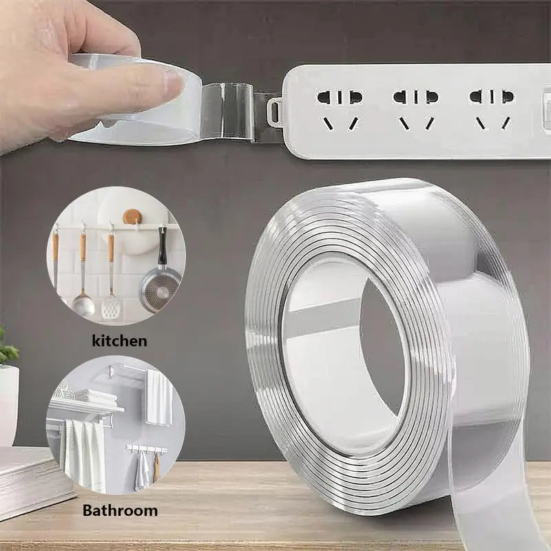 ✨Super strong double-sided nano tape, heavy-duty transparent reusable residue-free magic tape